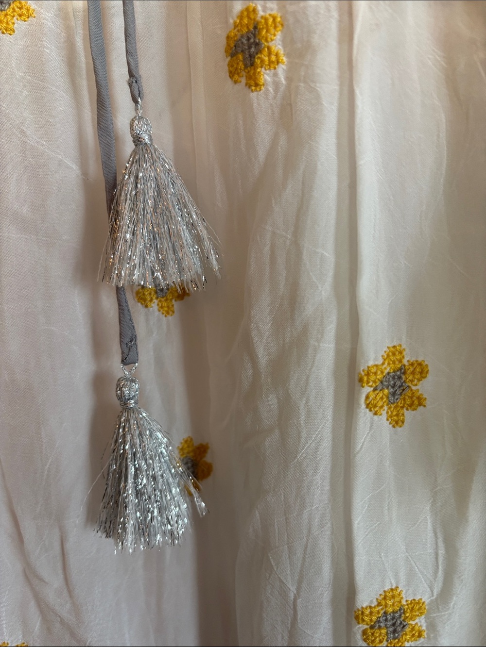 Johnny Was White Embroidered Boho Tunic Dress with Red, Navy & Yellow Accents - Picture 4 of 8